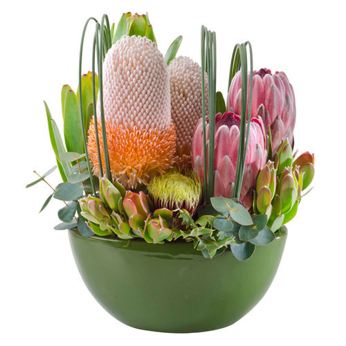 Ceramic bowl of native flowers
