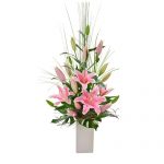 Oriental lilies in vase